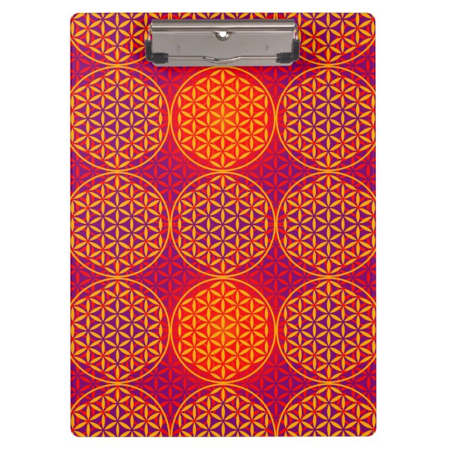 Blume des Lebens - Muster der Briefmarke - orangef Klemmbrett (Vorderseite)