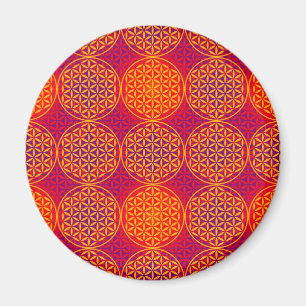 Blume des Lebens - Muster der Briefmarke - orangef Magnet