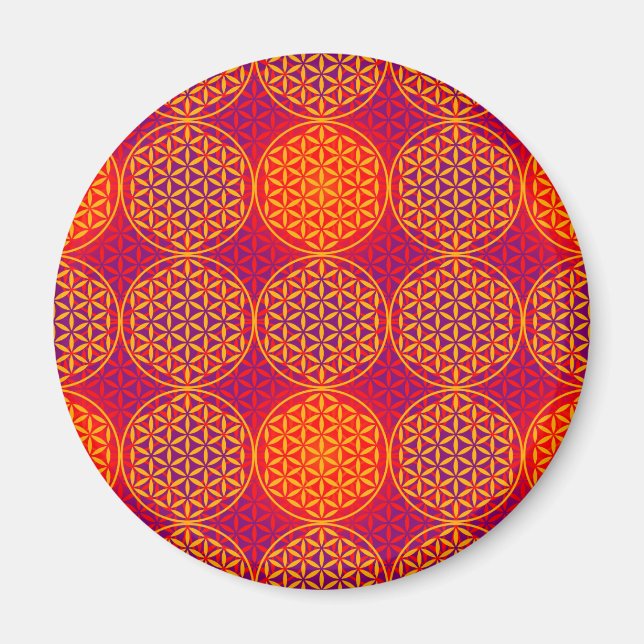 Blume des Lebens - Muster der Briefmarke - orangef Magnet (Vorne)