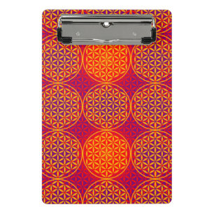 Blume des Lebens - Muster der Briefmarke - orangef Mini Klemmbrett