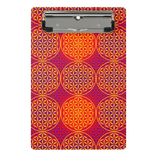 Blume des Lebens - Muster der Briefmarke - orangef Mini Klemmbrett (Vorderseite)