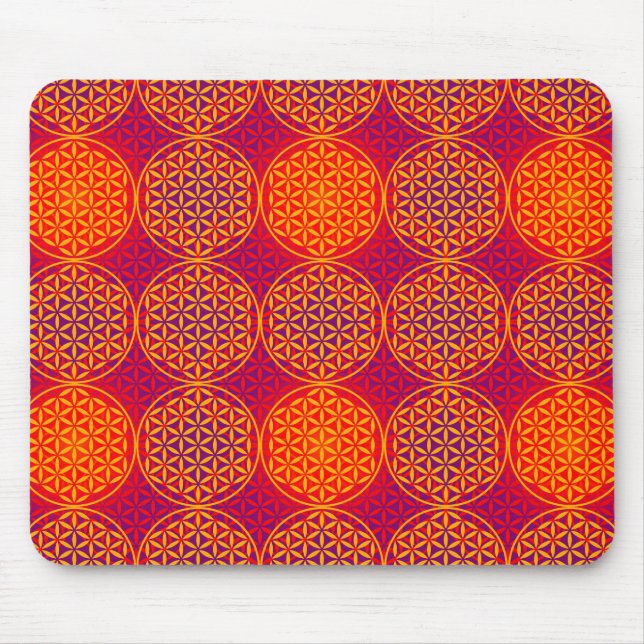 Blume des Lebens - Muster der Briefmarke - orangef Mousepad (Vorne)