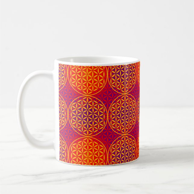 Blume des Lebens - Muster der Briefmarke - orangef Tasse (Links)