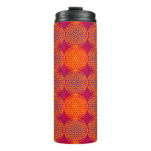 Blume des Lebens - Muster der Briefmarke - orangef Thermosbecher