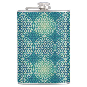 Blume des Lebens - Muster der Briefmarke - Zyanbla Flachmann