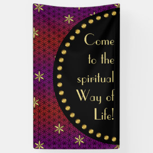 Blume des Lebens - nahtlose Briefmarke - Rotgold Banner