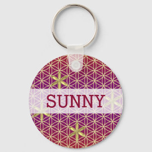 Blume des Lebens - nahtlose Briefmarke - Rotgold Schlüsselanhänger