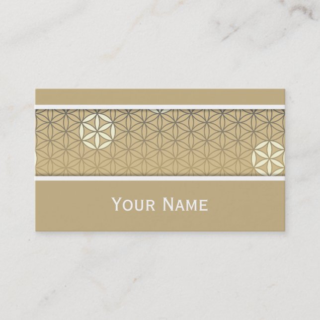 Blume des Lebens - nahtloses Muster - blaue Beige Visitenkarte (Vorderseite)