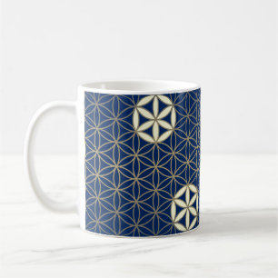 Blume des Lebens - nahtloses Muster - blaues Beige Tasse