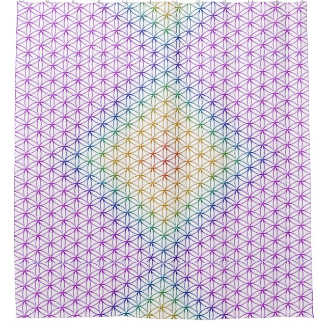 Blume des Lebens - nahtloses Muster - Chakras-Farb Duschvorhang (Vorderseite)