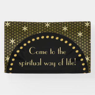 Blume des Lebens - nahtloses Muster - Gold Banner