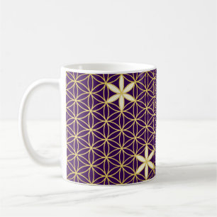 Blume des Lebens - nahtloses Muster - Gold Kaffeetasse