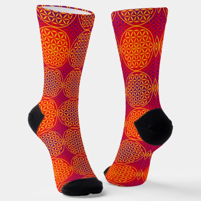 BLUME DES LEBENS - orangefarbenes Muster Socken (Gewinkelt)