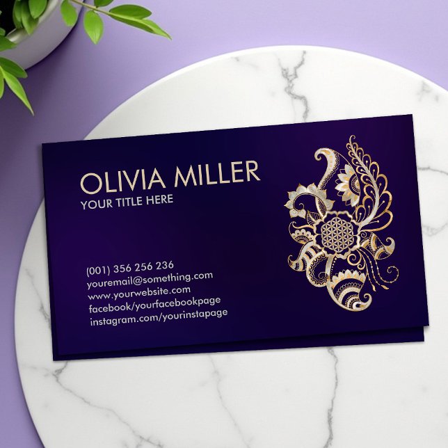 Blume des Lebens Ornament - Perle und Gold Visitenkarte (Von Creator hochgeladen)