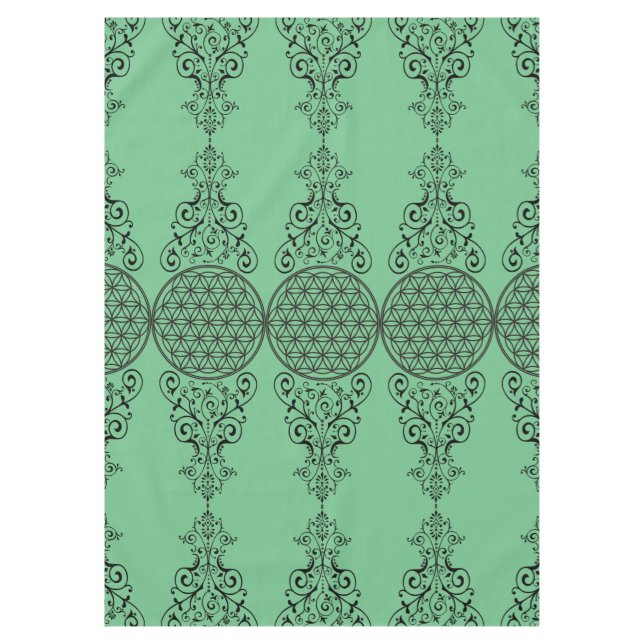 Blume des Lebens - Ornamente schwarz I + dein Back Tischdecke (Vorderseite)