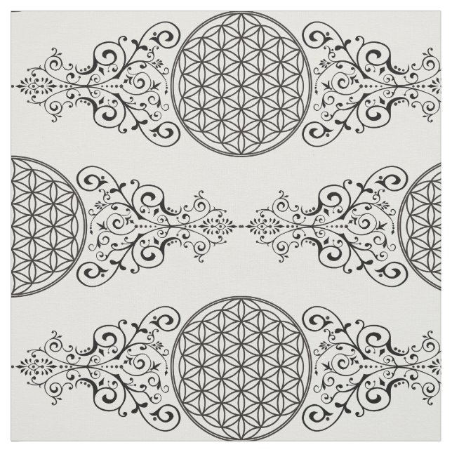 Blume des Lebens - Ornamente schwarz I Stoff (Muster)