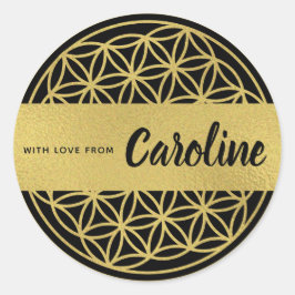 Blume des Lebens personalisierte Aufkleber Gold & 