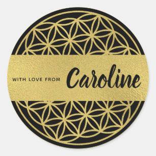Blume des Lebens personalisierte Aufkleber Gold &