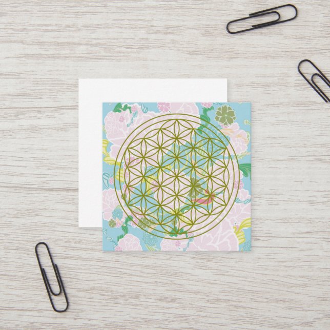 Blume des Lebens Quadratische Visitenkarte (Vorderseite/Rückseite Beispiel)