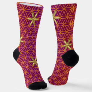 BLUME DES LEBENS - rot goldenes Muster Socken