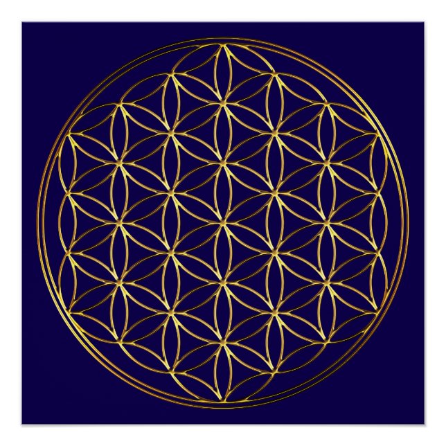 BLUME DES LEBENS - Sacred Geometry Symbol gold 2 Poster (Vorderseite)