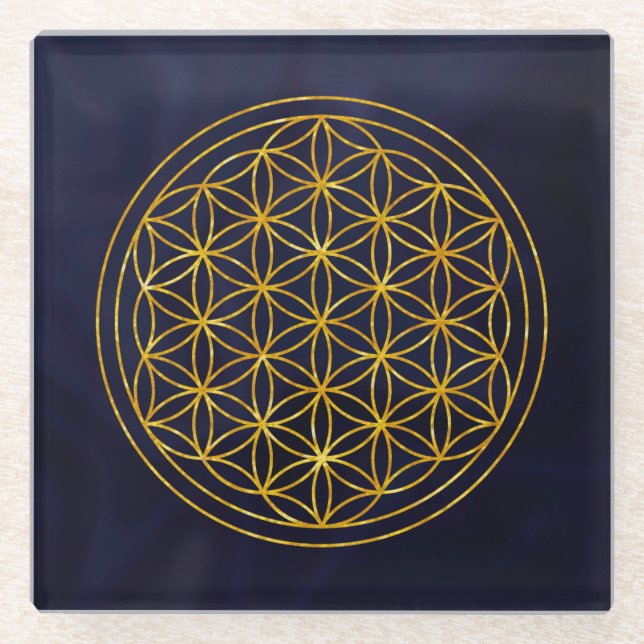 Blume des Lebens, sakrale geometrische, zen, chakr Glasuntersetzer (Vorderseite)