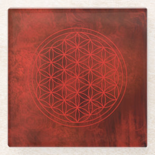 Blume des Lebens, sakrale geometrische, zen, chakr Glasuntersetzer