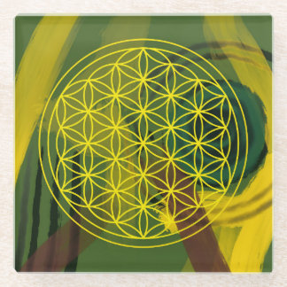 Blume des Lebens, sakrale geometrische, zen, chakr Glasuntersetzer