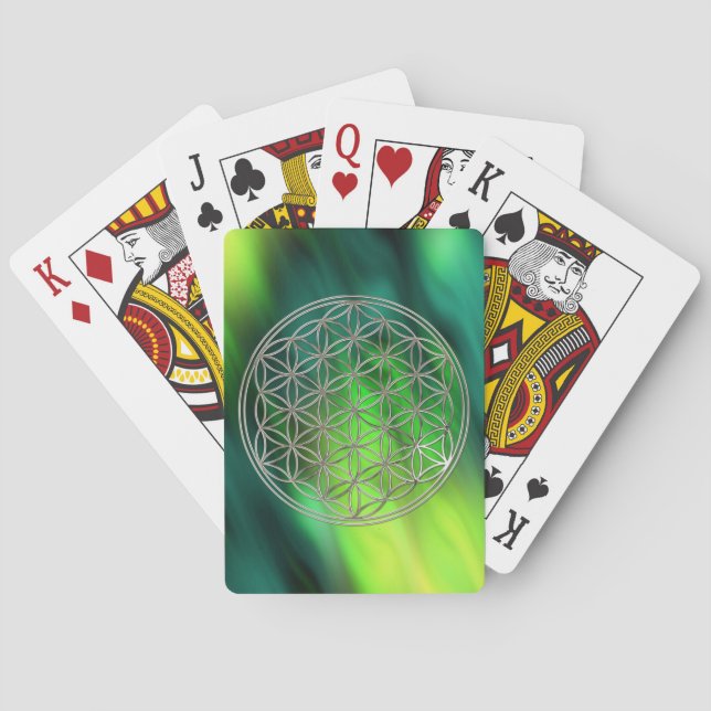 BLUME DES LEBENS - silber / Lebensgefühl Spielkarten (Rückseite)