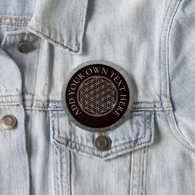 Blume des Lebens - silberfarben Button (Beispiel)