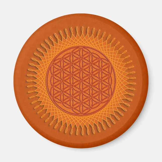Blume des Lebens / Sonnendesign Magnet (Vorne)