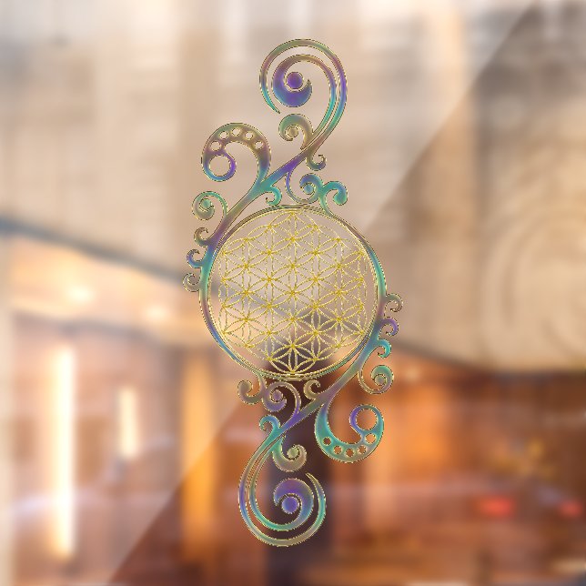 Blume des Lebens - Spiralschmuck 1 Fensteraufkleber (Blatt 2)