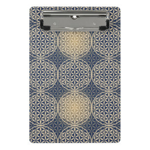 Blume des Lebens - Stempel Muster - blauer Sand Mini Klemmbrett