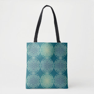 Blume des Lebens - Stempel Muster - cyanblau