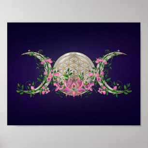 Blume des Lebens Triple Moon Poster