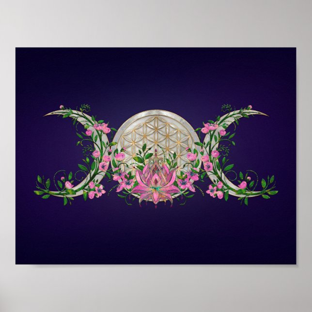 Blume des Lebens Triple Moon Poster (Vorne)