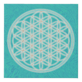 Blume des Lebens - Türkis - Künstlicher Leinwanddruck