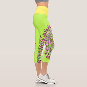 Blume des Lebens - Vintage-Blüten-Ornamente 2 Capri Leggings