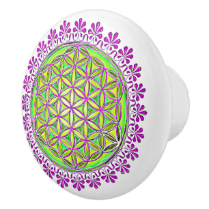Blume des Lebens - Vintage-Blüten-Ornamente 2 Keramikknauf