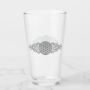 Blume des Lebens - Vintage Ornamente blau gold Glas