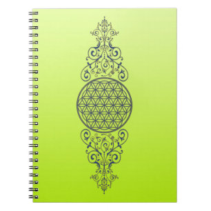 Blume des Lebens - Vintage Ornamente blau gold Notizblock