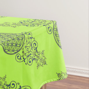 Blume des Lebens - Vintage Ornamente blau gold Tischdecke
