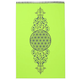 Blume des Lebens - Vintage Ornamente - blaues Gold Kalender