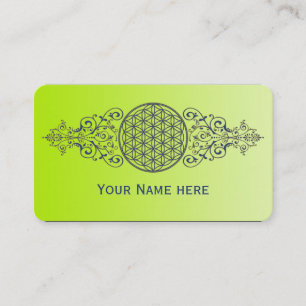 Blume des Lebens - Vintage Ornamente - blaues Gold Visitenkarte