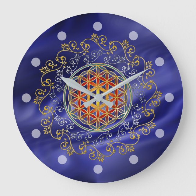 Blume des Lebens - Vintage Ornamente Mandala 1 Große Wanduhr (Vorderseite)