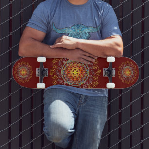 Blume des Lebens - Vintage Ornamente Mandala 1 Skateboard