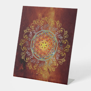 Blume des Lebens - Vintage Ornamente Mandala 1 Sockelschild