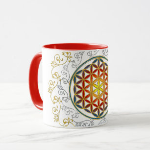 Blume des Lebens - Vintage Ornamente Mandala 1 Tasse
