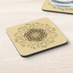 Blume des Lebens - Vintage Ornamente Mandala 2 Getränkeuntersetzer
