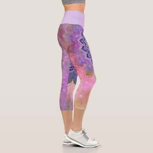 Blume des Lebens - Vintage Style Galaxie Weltraum Capri Leggings